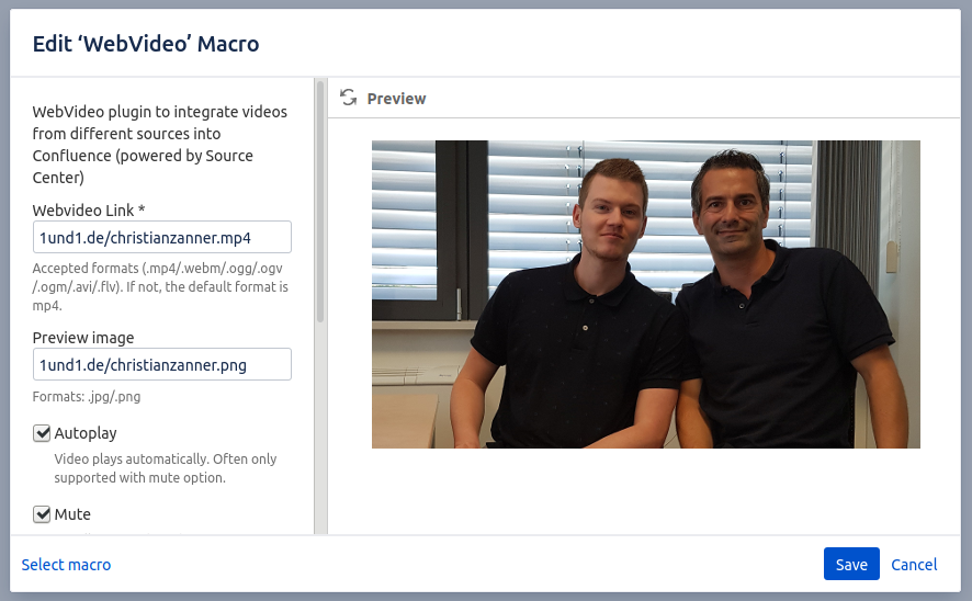 Graphic user interface in confluence macro browser
